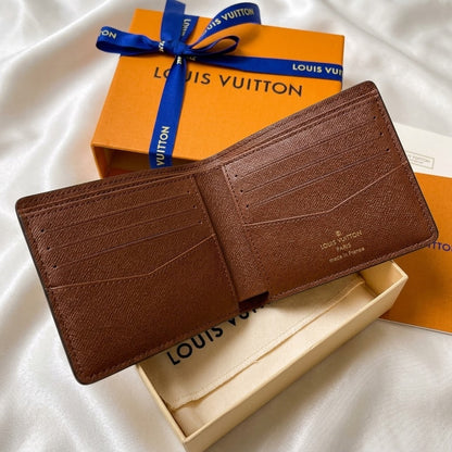 Men’s Monogram Print Leather Bifold Wallet – Luxury Designer Card Holder