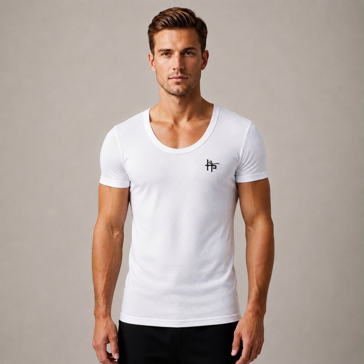 Men’s Scoop Neck Short-Sleeve T-Shirt – Casual Slim Fit Undershirt