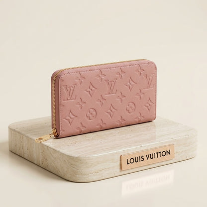 Women’s Embossed Monogram Zip-Around Wallet – Designer Long Leather Clutch