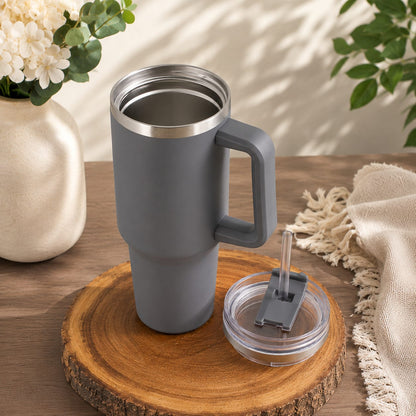 Stainless Steel Insulated Travel Tumbler with Handle and Straw Lid