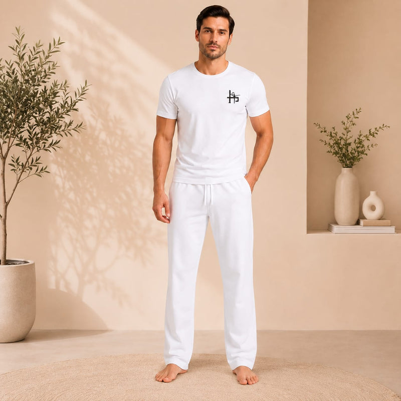 Men’s 2-Piece Printed T-Shirt & Trouser Set – Casual Lounge Wear