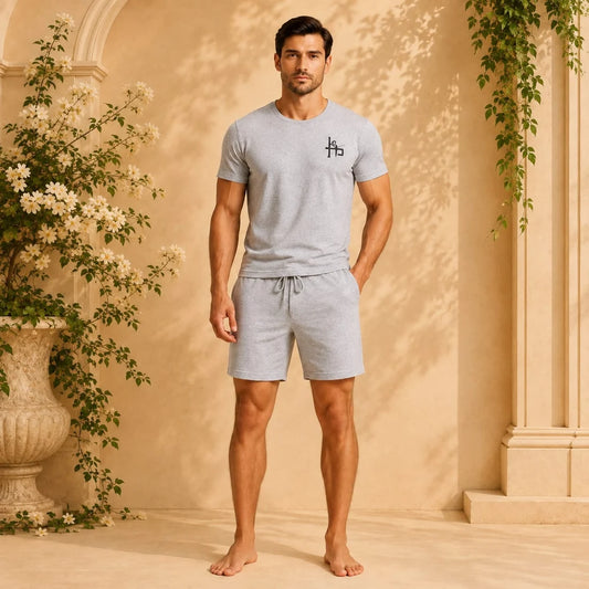 Men’s 2 Piece Shorts Set – Gray T-Shirt & Shorts