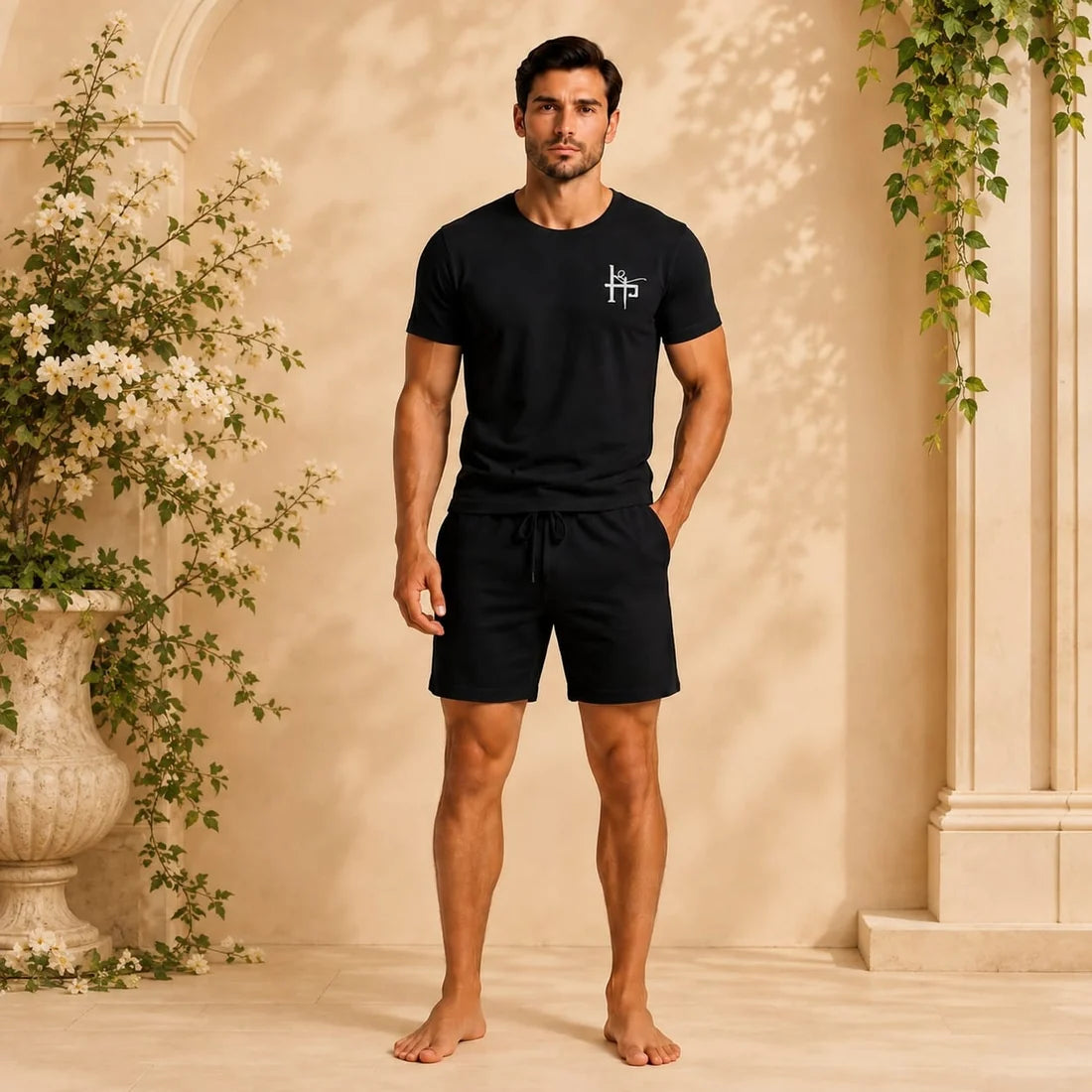 Men’s 2 Piece Shorts Set – White T-Shirt & Shorts