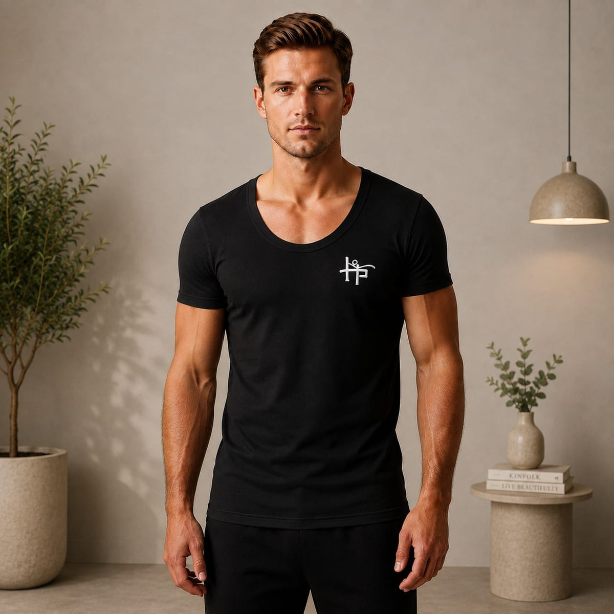 Men’s White Scoop Neck Short-Sleeve T-Shirt – Casual Slim Fit Undershirt