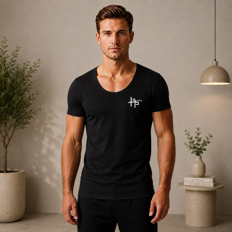 Men’s Scoop Neck Short-Sleeve T-Shirt – Casual Slim Fit Undershirt