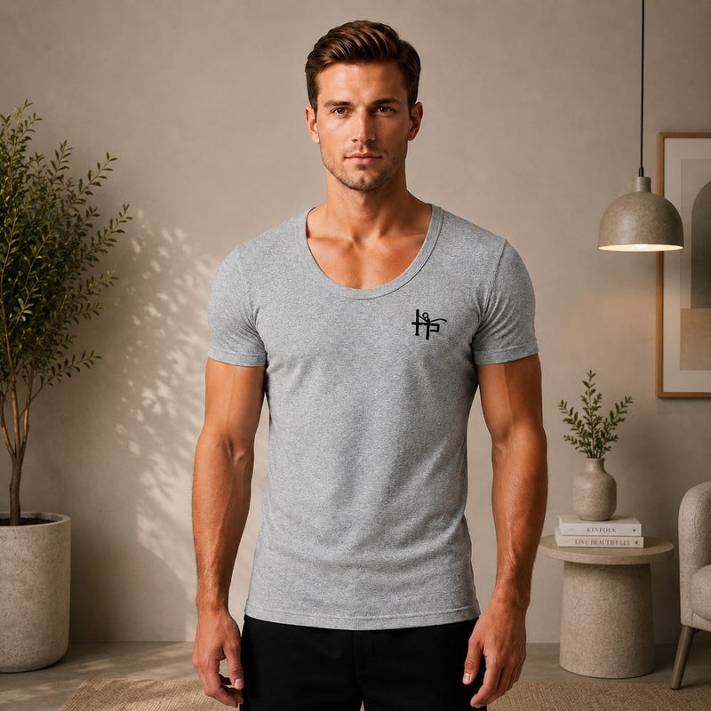 Men’s Scoop Neck Short-Sleeve T-Shirt – Casual Slim Fit Undershirt