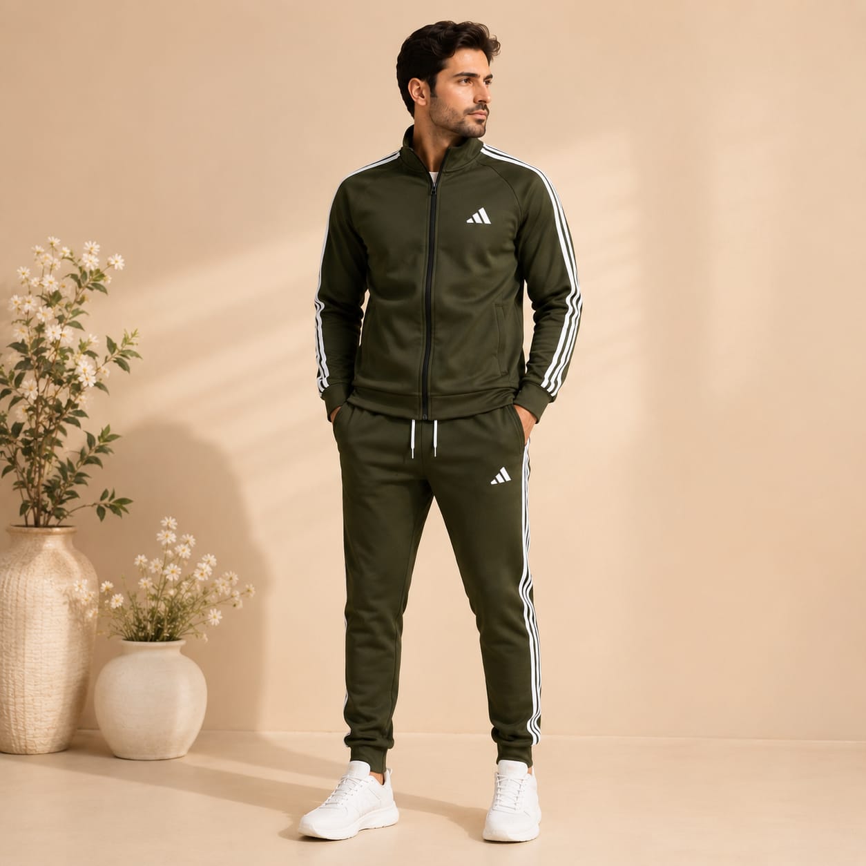 Men’s 2 Piece Sports Tracksuit – Full Zip Jacket & Jogger Pants Set