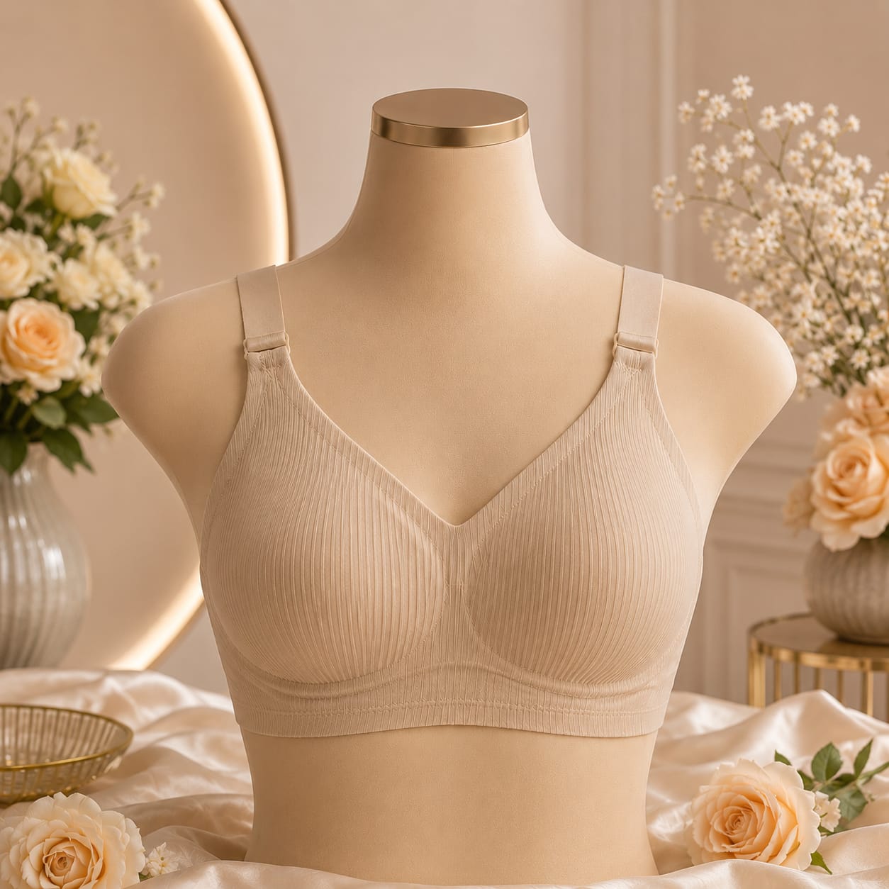 Women’s Ribbed Seamless Wireless Bra – Everyday Comfort Bralette
