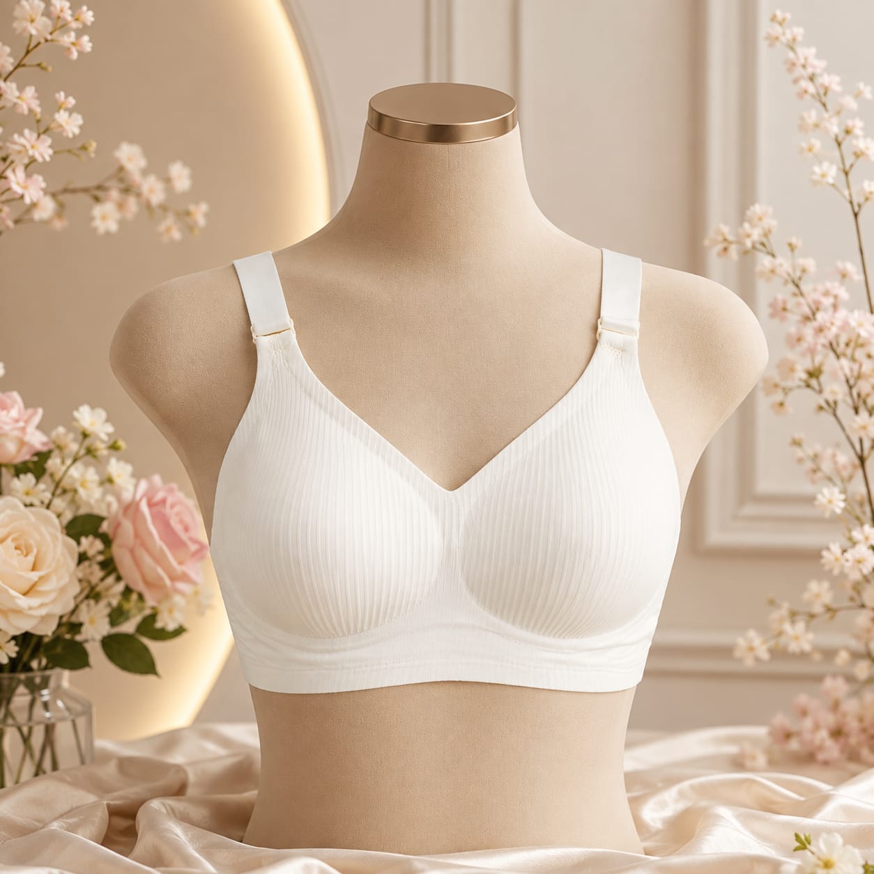 Women’s Ribbed Seamless Wireless Bra – Everyday Comfort Bralette
