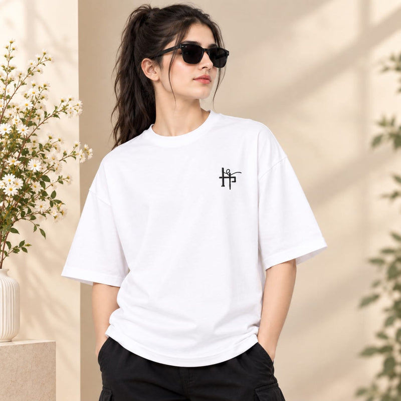 Unisex Oversized Drop White Shoulder T-Shirt | Casual Streetwear Tee