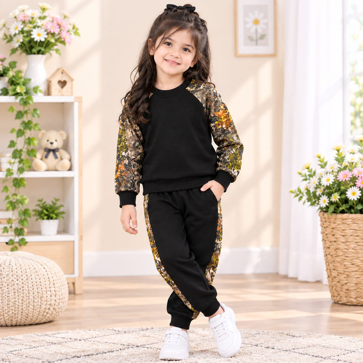 Kids Girls Printed Tracksuit – 2 Piece Set