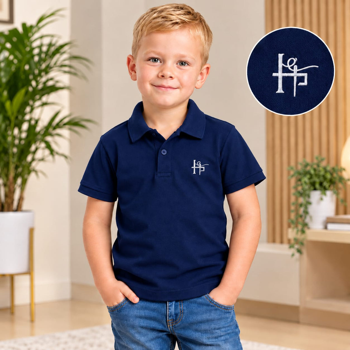 Kids Classic Embroidered Polo Shirt - White