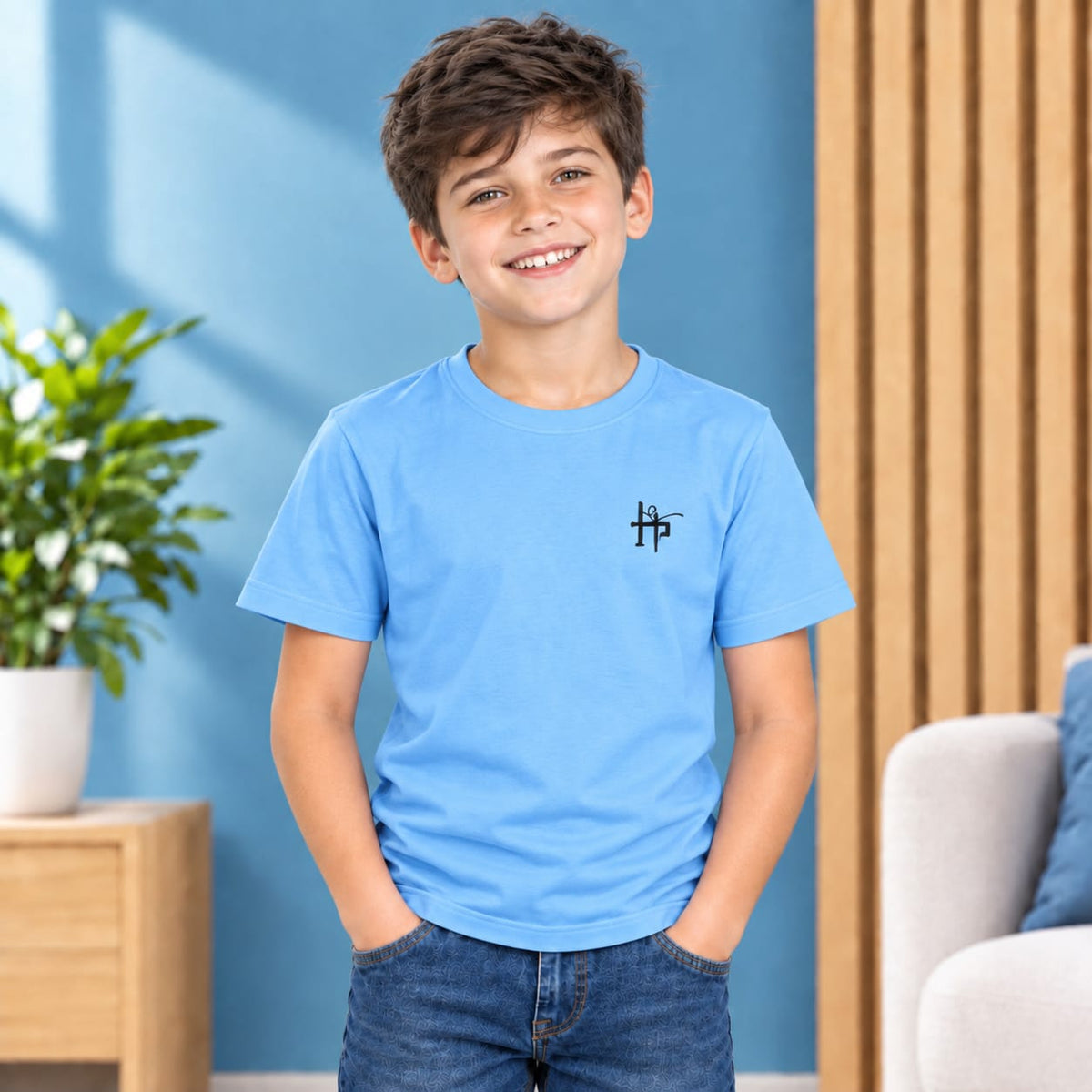 Kids Boys Signature Logo Crew Neck T-Shirt - White