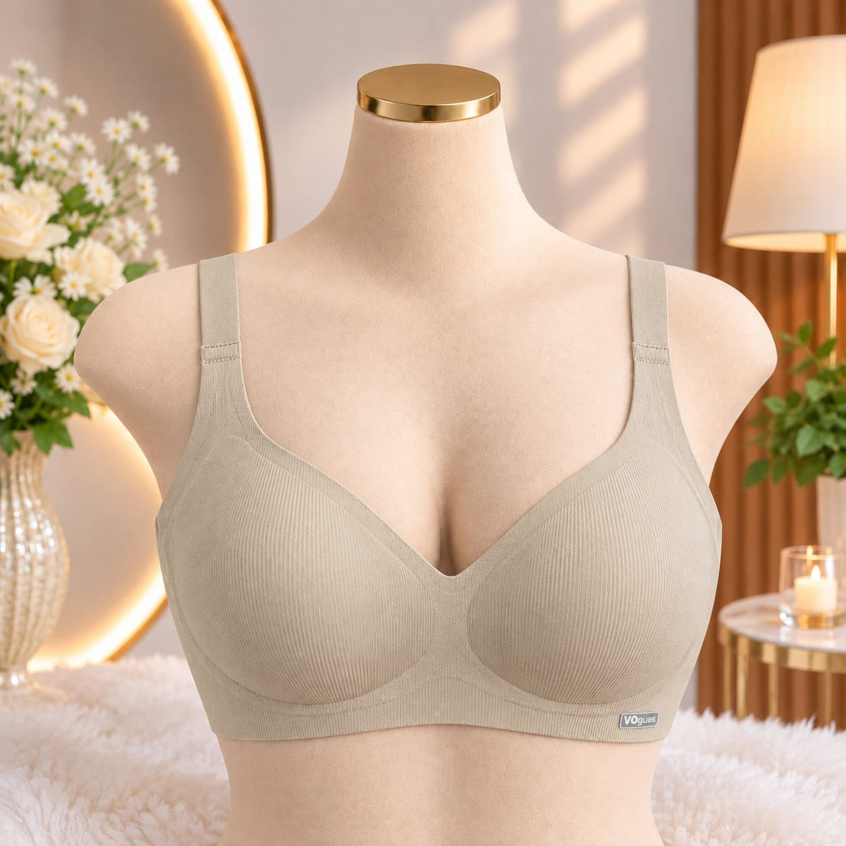 Ladies Ribbed Seamless Padded Everyday Bra – 4 Colors