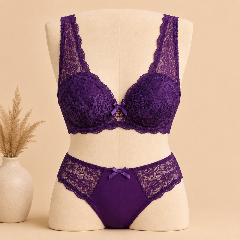 Premium Lace Bra & Panty Set | Pink