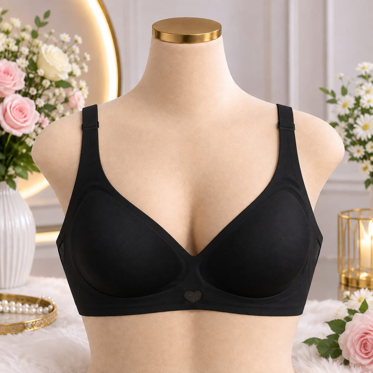 Ladies Heart Detail Seamless Padded Bra – 3 Colors