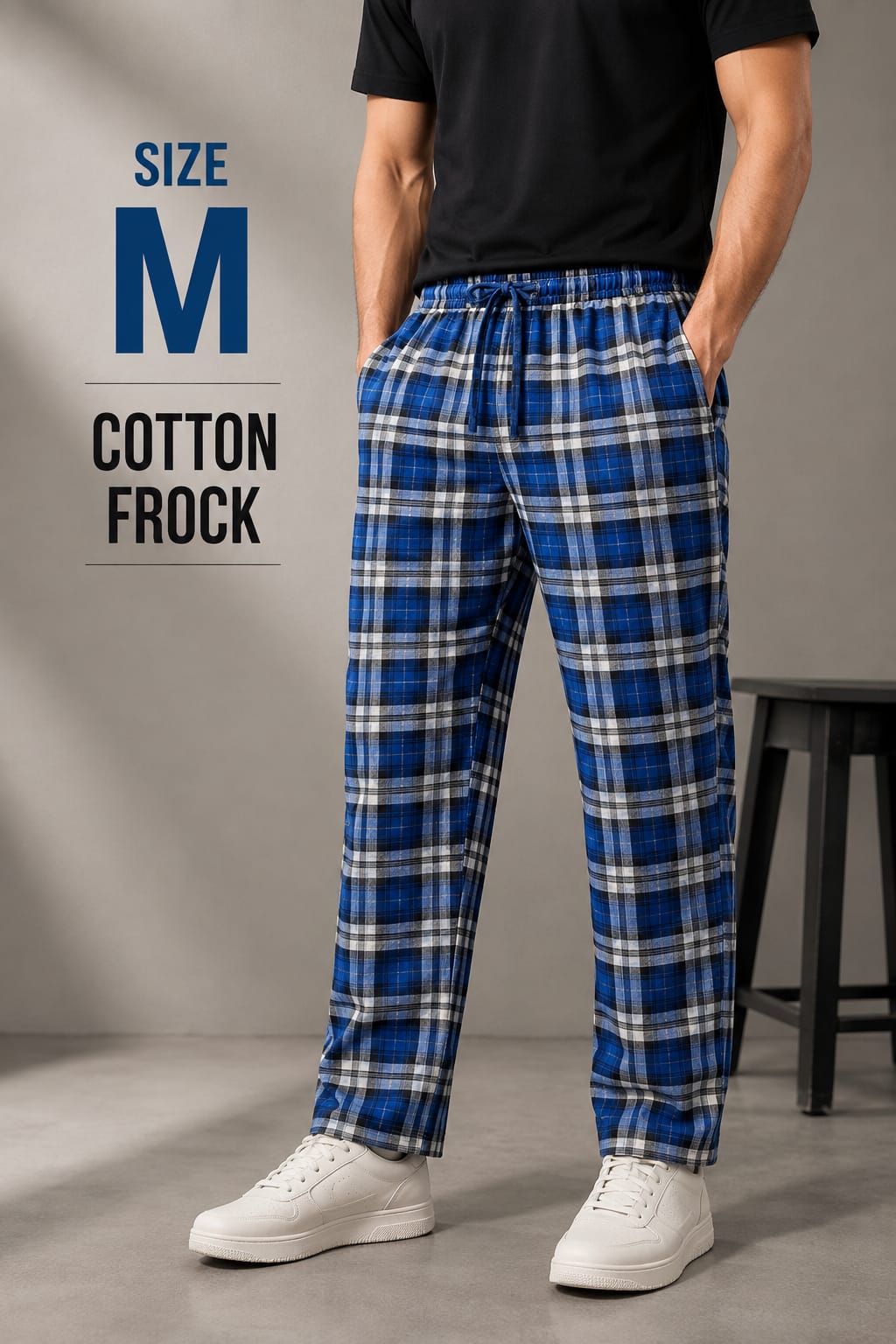 Men’s Checkered Lounge Trousers – Blue