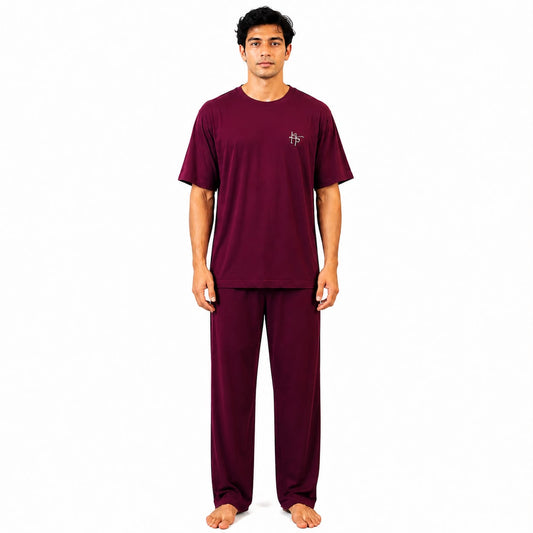 Men’s 2 Piece Night Suit – Maroon