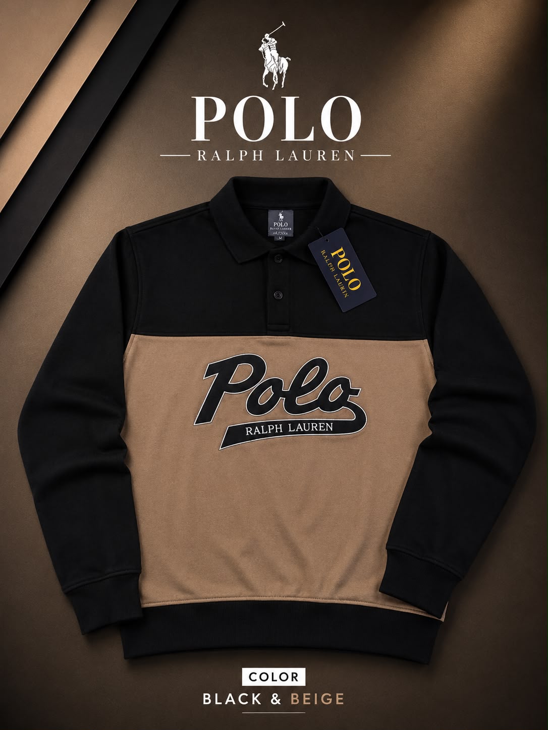 Men’s Color Block Polo Sweatshirt