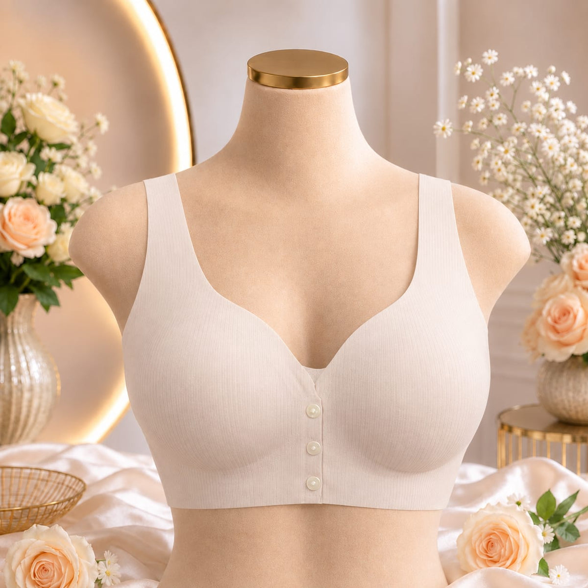 Ladies Front Button Seamless Padded Everyday Bra – 3 Colors