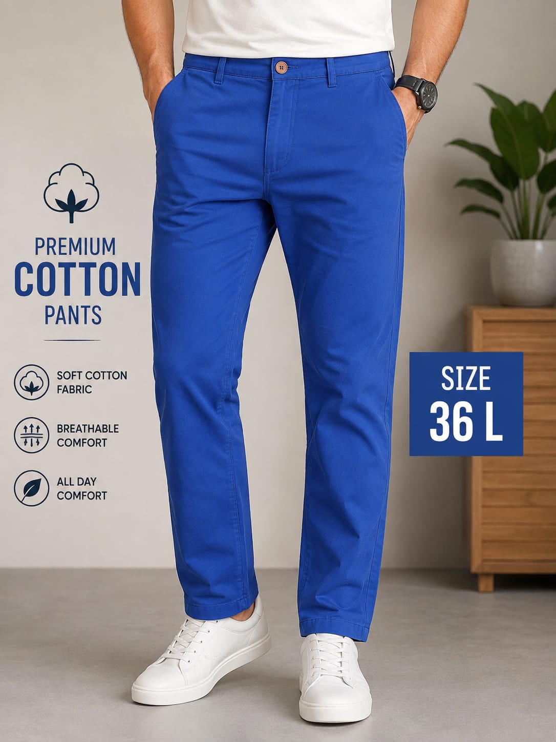 Men’s Royal Blue Cotton Pants