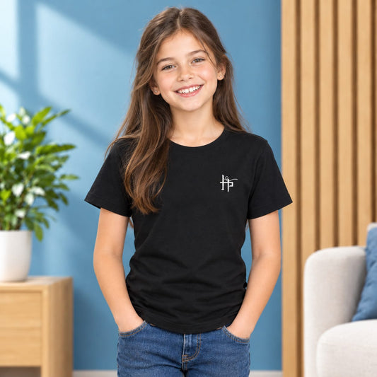 Kids Girls Signature Logo Crew Neck T-Shirt - Black